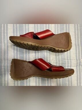 Me Too red chunky sandals.